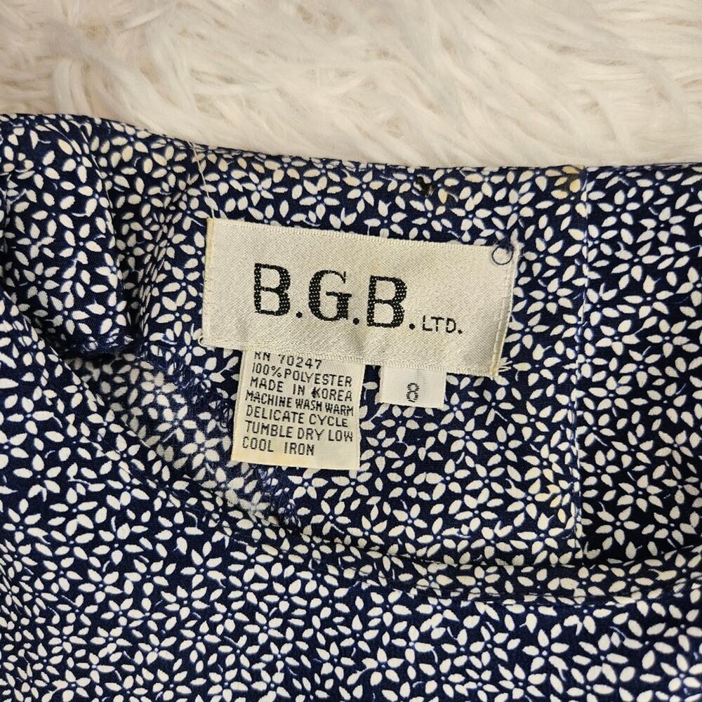 2/$30 Vintage 80s B.G.B. Ltd. Blue and White Fit and Flare Midi Dress Size 8 - Picture 3 of 10
